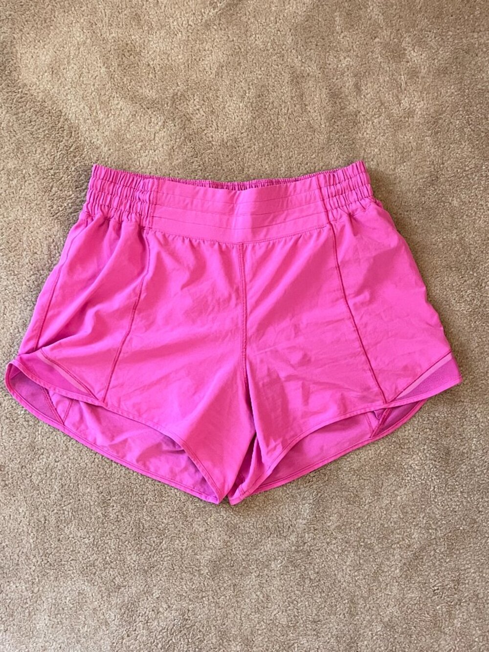 Lululemon Hotty Hot High Rise Lined Pink Running Shorts Size 8 Gym Activewear